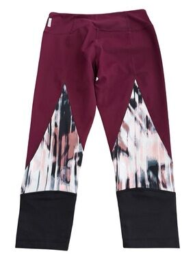 Leggings – Size Small Zella by Nordstrom Burgundy Colorblock Cropped Leggings